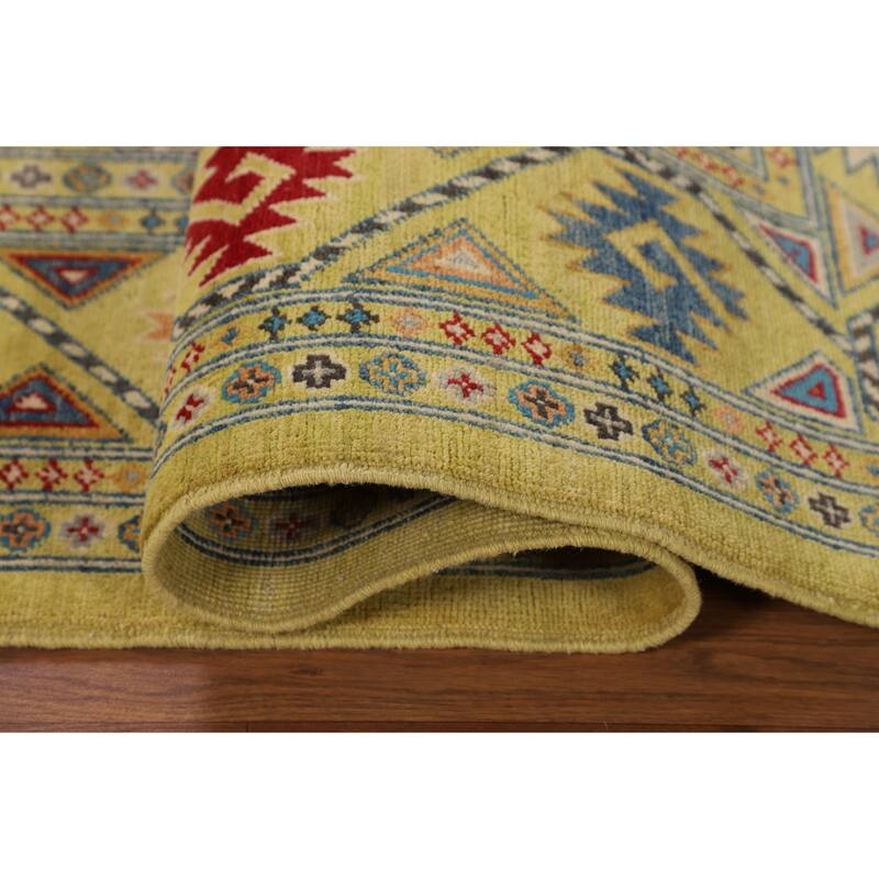 Yellow Kazak Oriental Area Rug Handmade Wool Carpet - 5'10" x 8'0"
