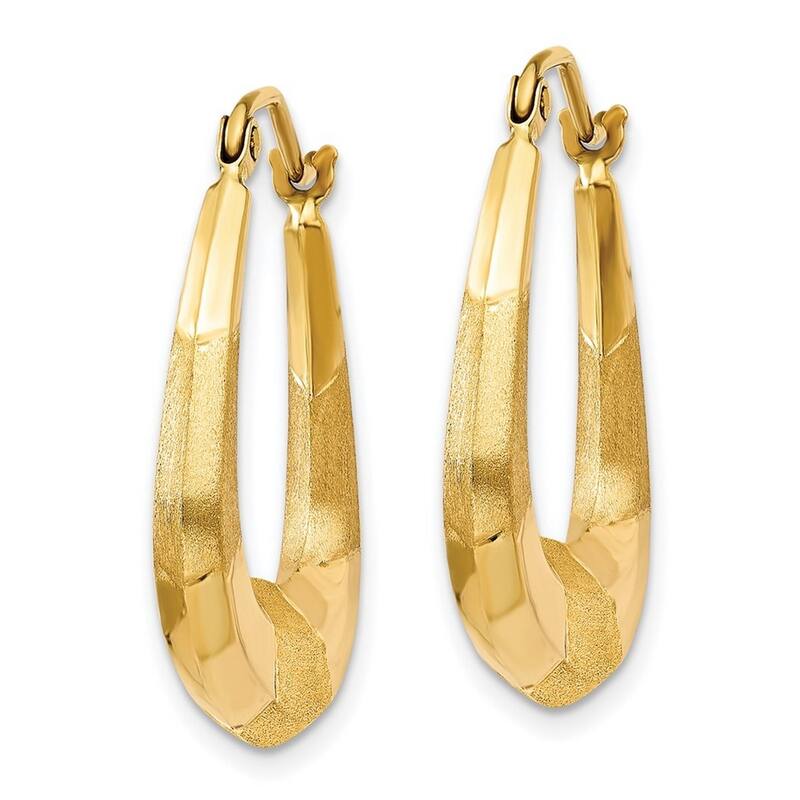 Curata 14k Yellow or White Gold 23x5mm Satin Polished Rectangular Hoop Earrings