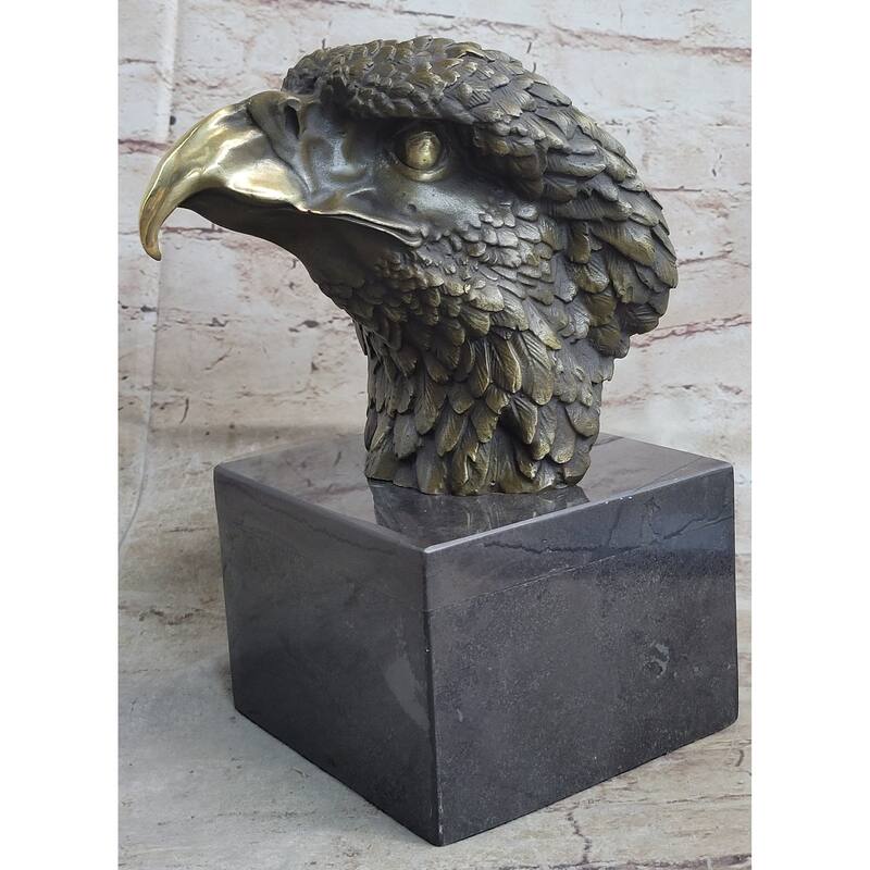 Signed Original Impressive Large Eagle Bird Wild Life Marble Base Figurine Decor