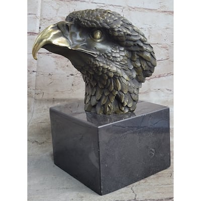 Signed Original Impressive Large Eagle Bird Wild Life Marble Base Figurine Decor