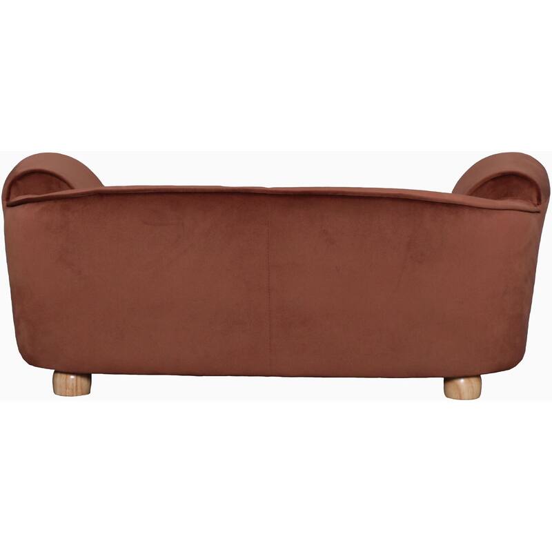 Critter Sitters 34-in. Faux Velvet Pet Bed Sofa for Medium-Sized Dogs and Cats in Brown