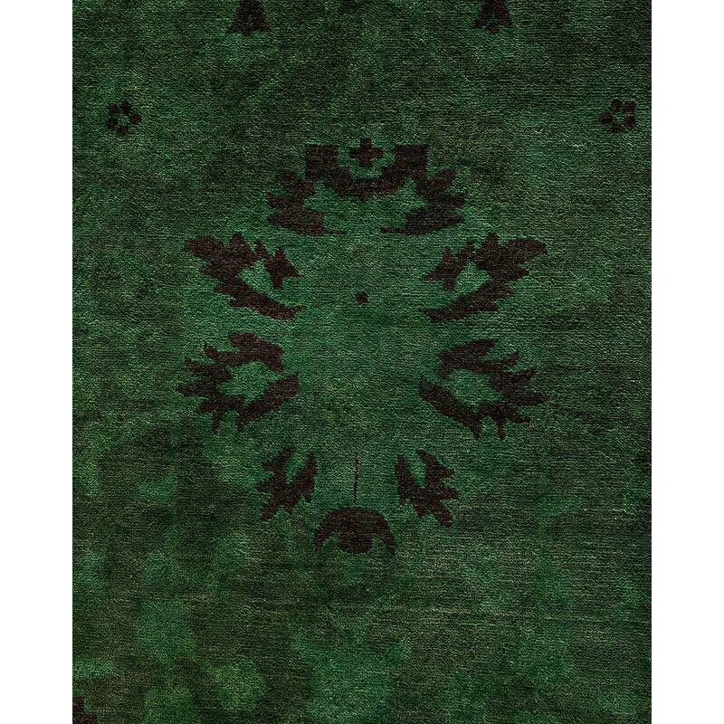 Overdyed, One-of-a-Kind Hand-Knotted Area Rug - Green - 11' 10" x 18' 0"