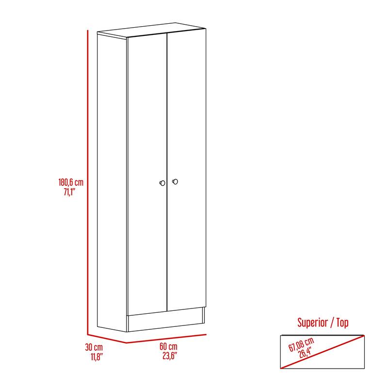 Multistorage Cabinet, Double Door, Five Shelves -Light Oak / Black