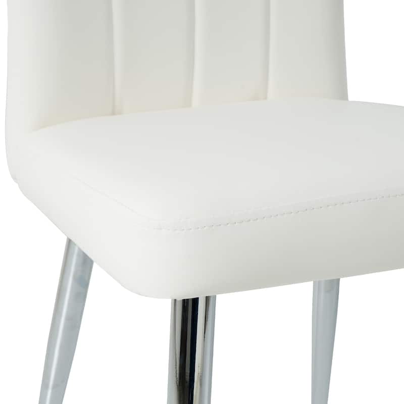 Modern 4 Piece PU Kitchen Dining Chairs with Cushions, Metal Legs, Backrests for Dining Room Kitchen Living Room Bedroom