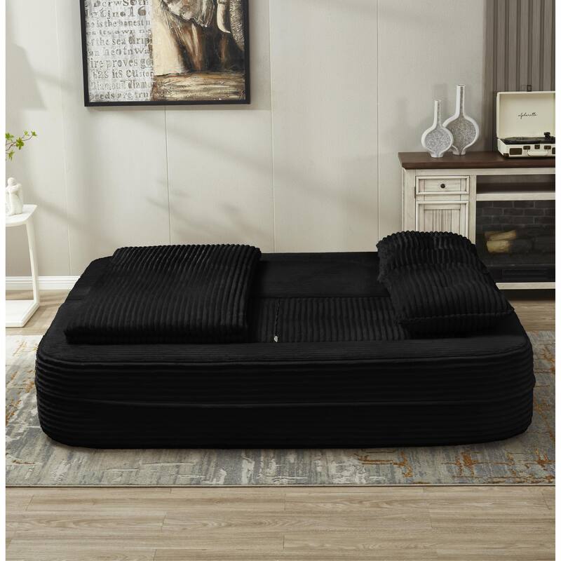 Sofa Bed With Independent Chaise Lounge And Functional Blanket,Convertible Sofa Bed,King Size Bed,Deep Seat