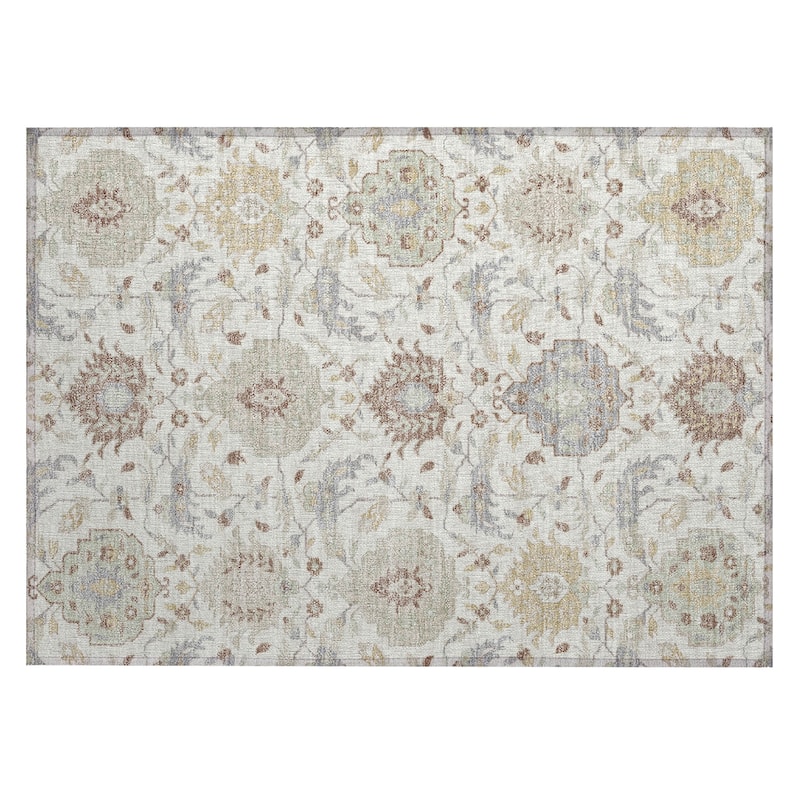 Machine Washable Indoor/ Outdoor Traditional Kashan Chantille Rug