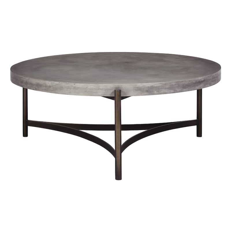 Lyon Round Concrete and Metal Coffee Table
