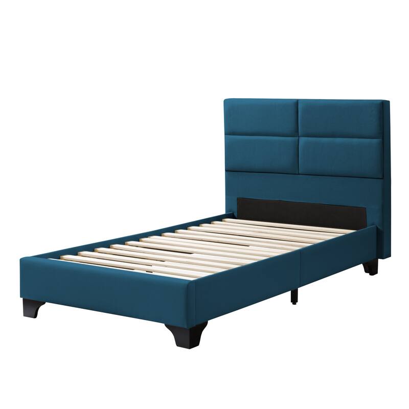 Bellevue Twin/Single Rectangle Panel Upholstered Bed - Blue