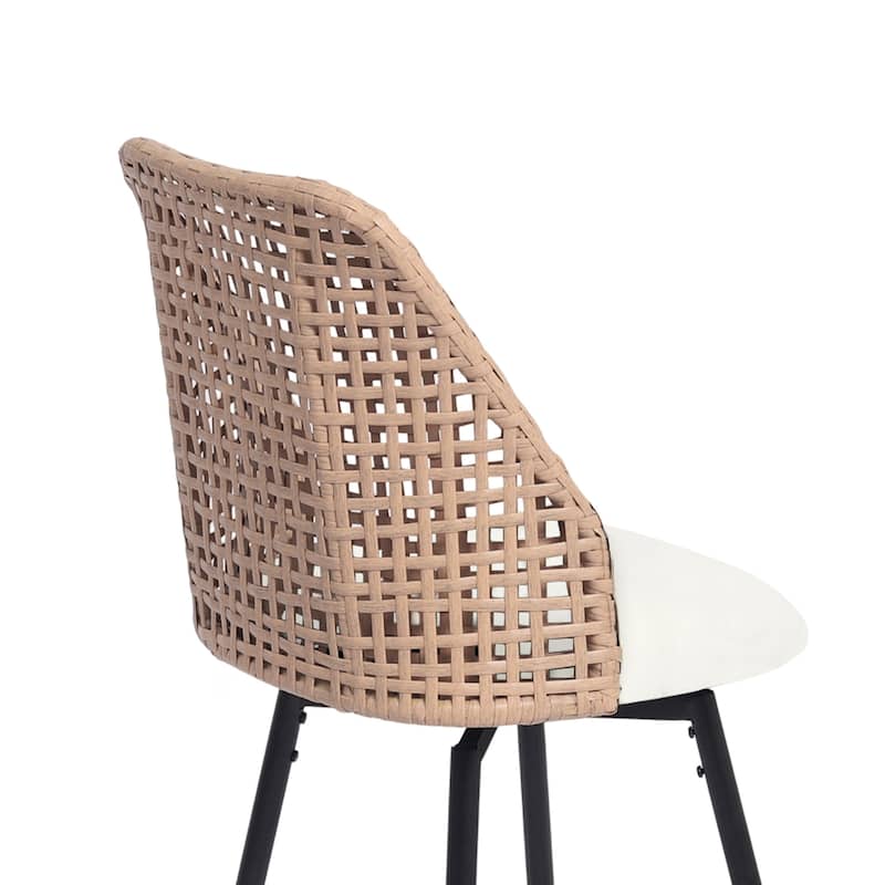 2 Set Wicker 27" Upholstered Counter Bar Stool With Back