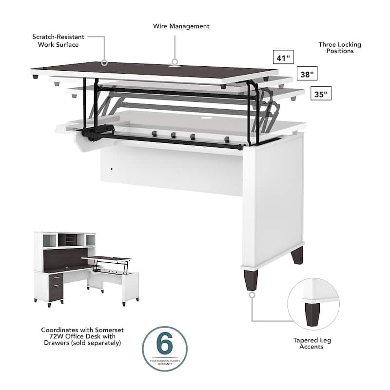 Somerset 72W 3 Position Sit to Stand L Shaped Desk by Bush Furniture