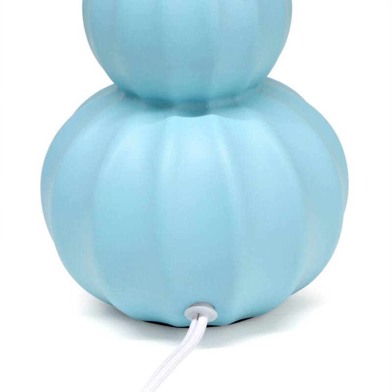 Stacked Double Gourd Ceramic Table Lamp with Tapered Shade - 12.5" - Blue