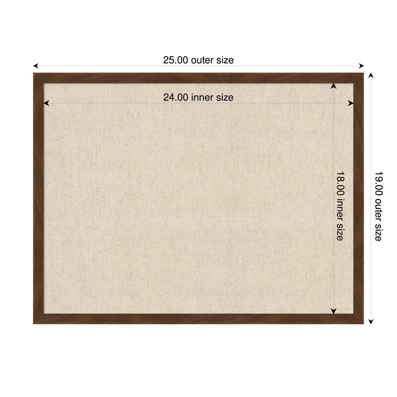 Amanti Art Framed Fabric Pinboard Natural Linen Printed Bulletin Board - Board Size 24 x 18 - Carlisle Brown Narrow