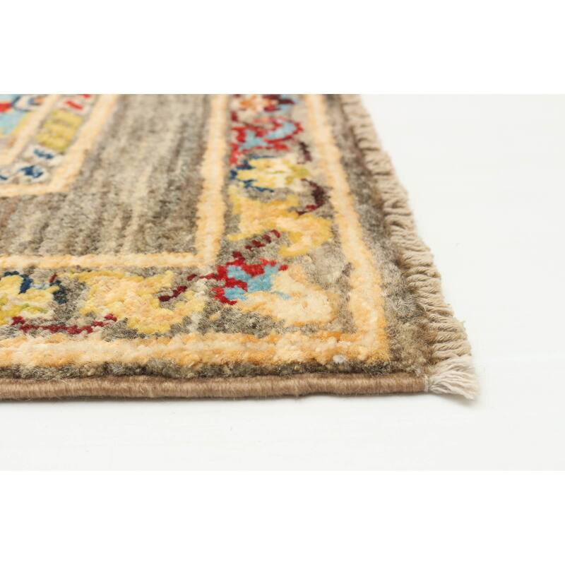 ECARPETGALLERY Hand-knotted Uzbek Ghazni Grey Wool Rug - 2'8 x 4'0