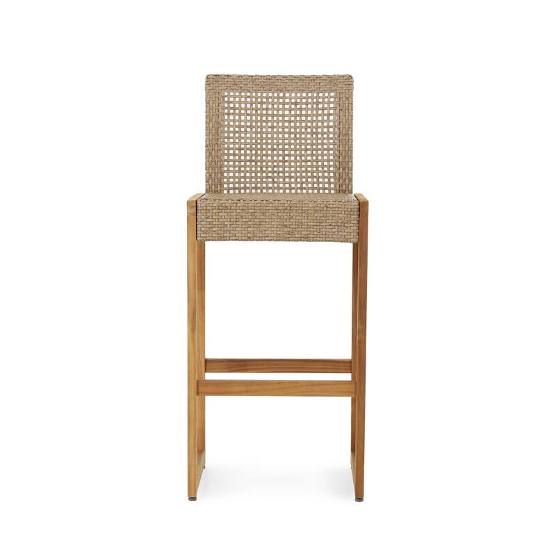 Elon Outdoor Wicker Barstools (Set of 2) by Christopher Knight Home - 21.00" W x 18.00" D x 43.50" H