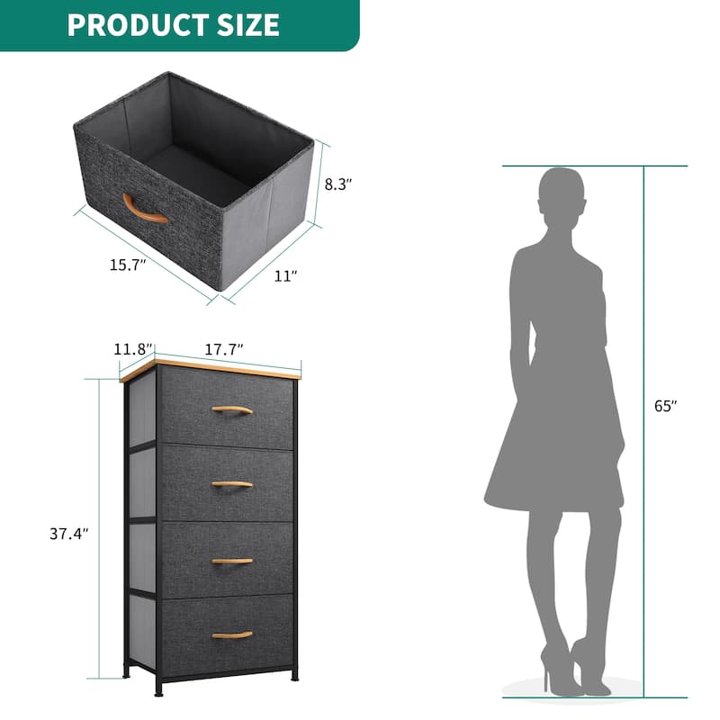 Modern Wide Dresser Storage Tower with 4 Drawers