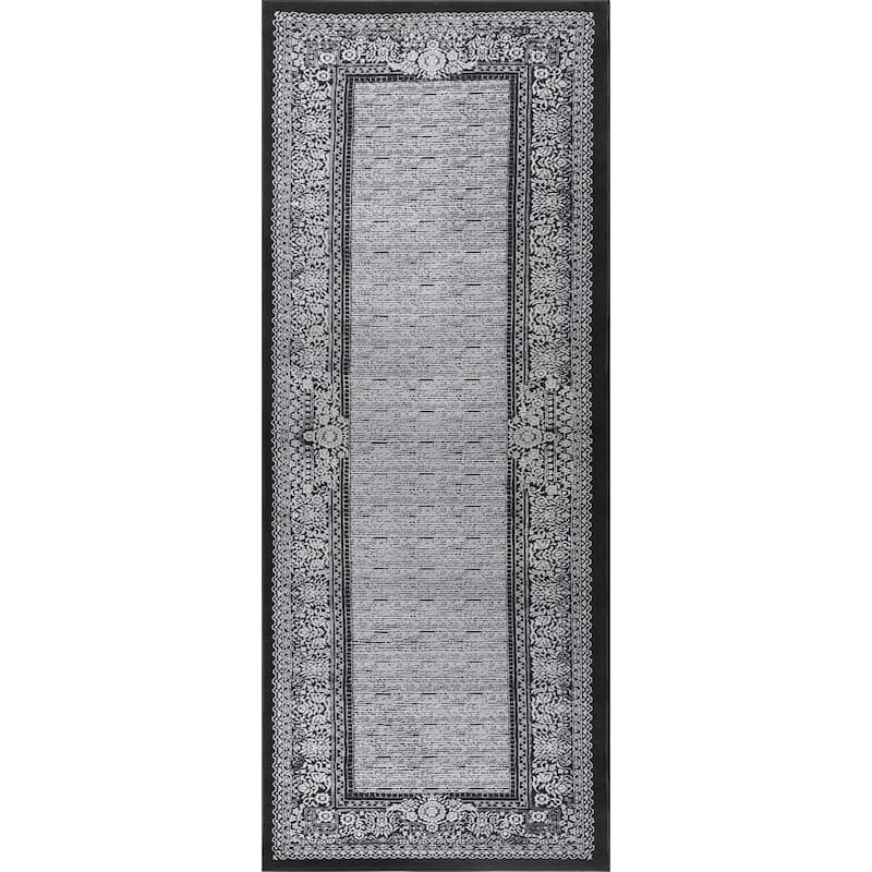 Marissa Collection Black Border Transitional Area Rug - 2'6x7'7 (Runner)