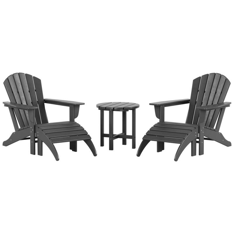 Altura Outdoor Eco-Friendly All Weather Adirondack Chair with Ottoman and Side Table (5-Piece Conversation Set)
