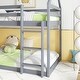 preview thumbnail 44 of 48, Twin over Twin Rubber Wood Floor Bunk Bed, with ladder,Guardrails,House-Shaped-Bunk Bed