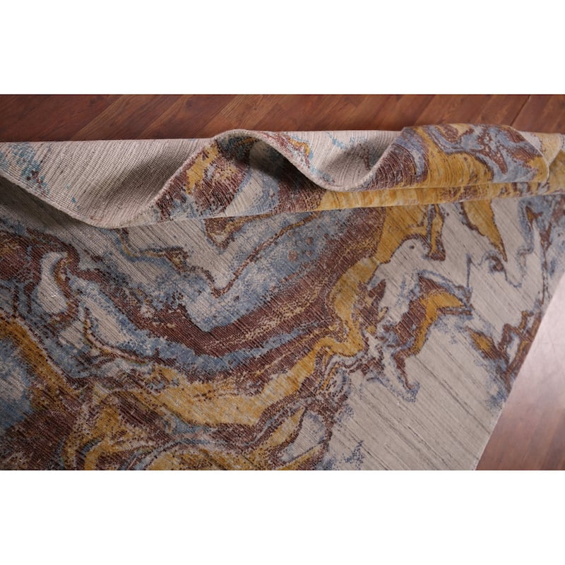 Contemporary Oriental Area Rug Hand-Knotted Modern Wool Carpet - 5'0" X 8'0"