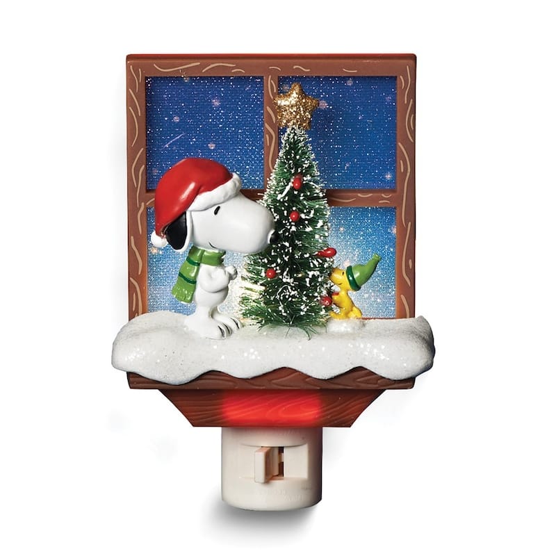 Curata Peanuts Snoopy and Woodstock Christmas Night Light