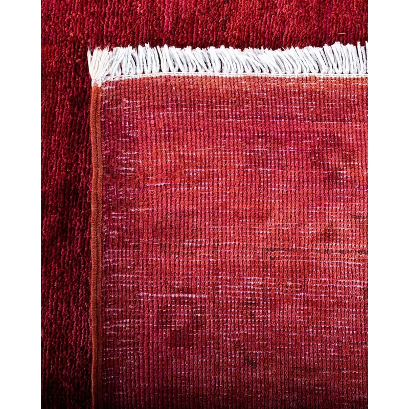 Overton Hand Knotted Wool Vintage Inspired Modern Contemporary Overdyed Pink Area Rug - 12' 2" x 14' 10"