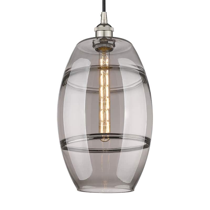 Innovations Lighting 616-1P 19 10 Vaz Pendant Vaz 10" Wide Cord-Hung - Polished Nickel / Light Smoke