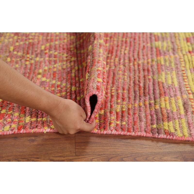 All-Over Moroccan Area Rug Hand-Knotted Wool Carpet - 6'1"x 10'4"