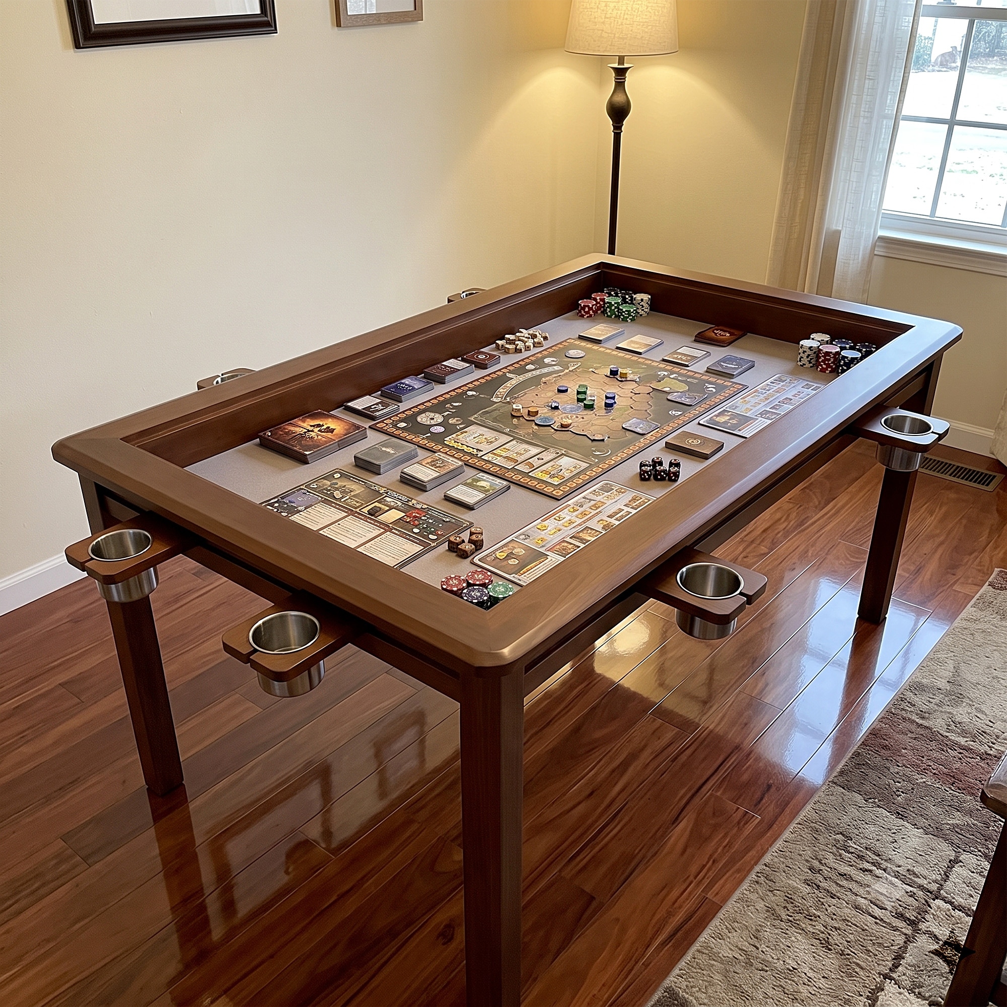 Solid Wood Board Game Table with Removable Table Top for 4-6 Players - 63"x38"