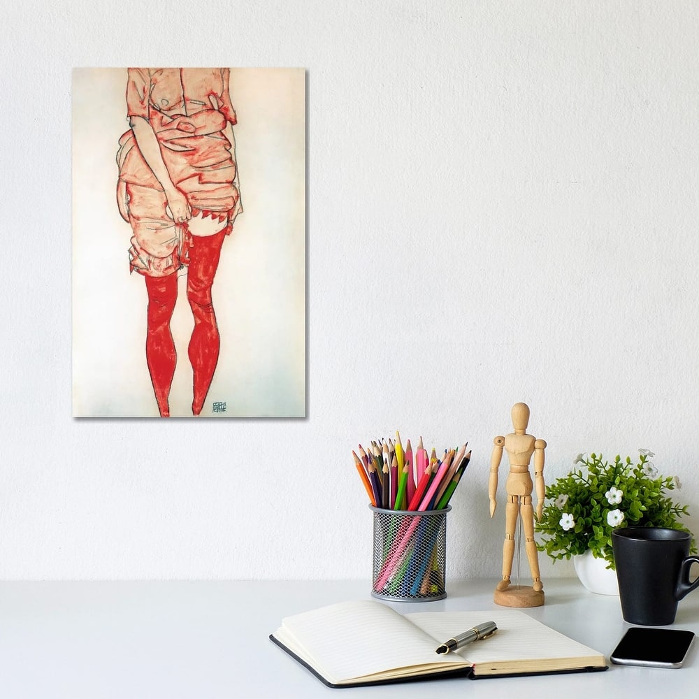 iCanvas "Standing Woman In Red" by Egon Schiele Canvas Print