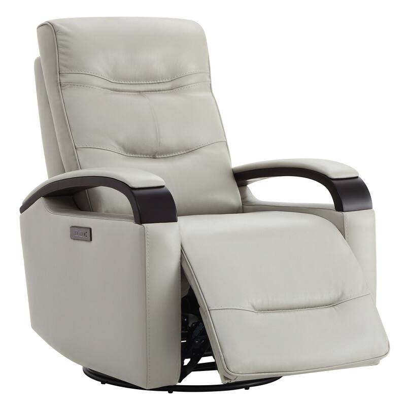 Spruce & Spring Regan Leather Power Recliner Swivel Glider Rocker with Power Headrest - Cream Beige