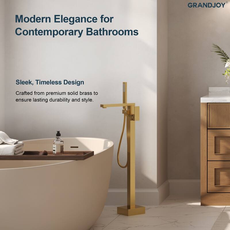 GRANDJOY 1-Handle Stylish Freestanding Tub Faucet with Hand Shower