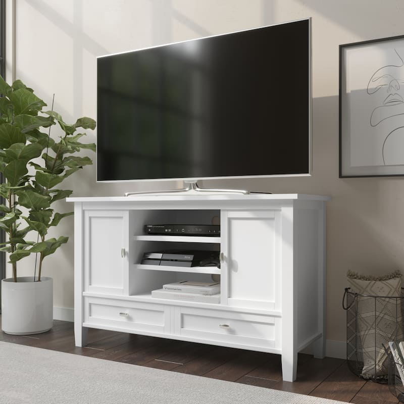WYNDENHALL Norfolk Transitional TV Media Stand For TVs up to 50 inches - White