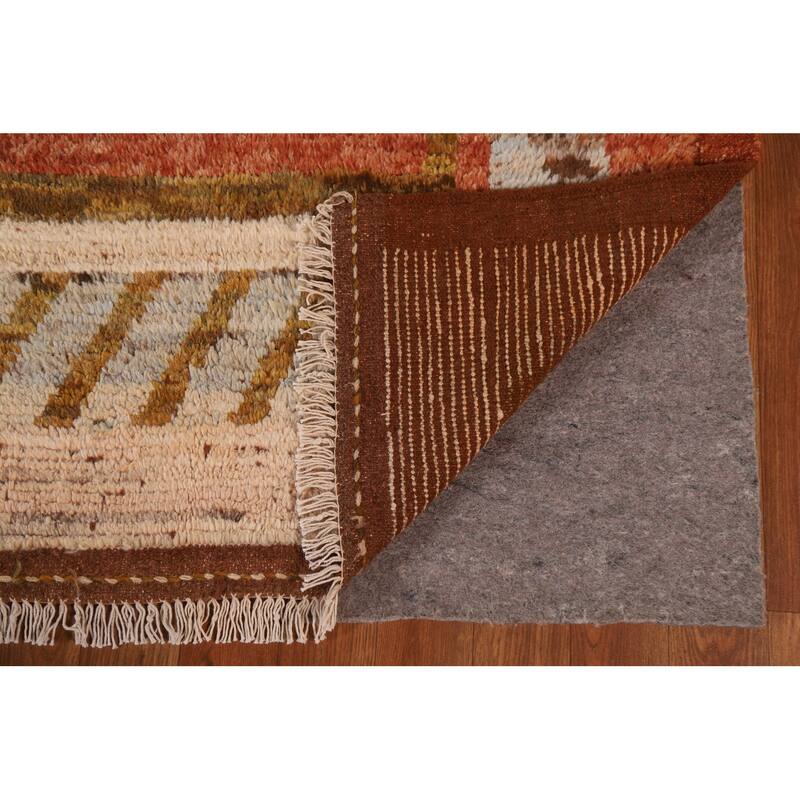 Hand Knotted Oriental 100% Wool Carpet Modern Tribal Oranges & Rust Moroccan Area Rug - 10' 0'' X 7' 1''