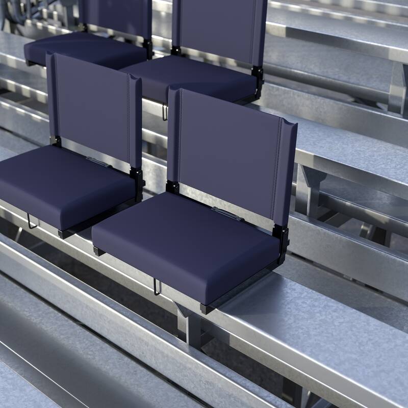 2 Pack 500 lb. Rated Lightweight Stadium Chair-Handle-Padded Seat - Navy