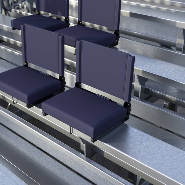 2 Pack 500 lb. Rated Lightweight Stadium Chair-Handle-Padded Seat - Navy