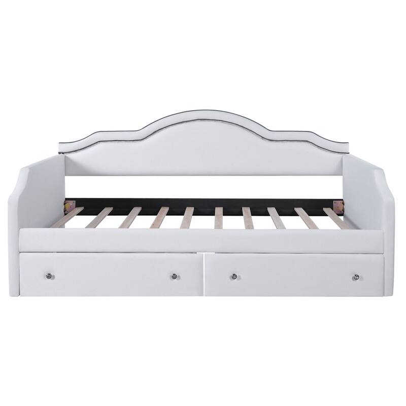 Twin Size Upholstered Daybed with LED and 2 Drawers