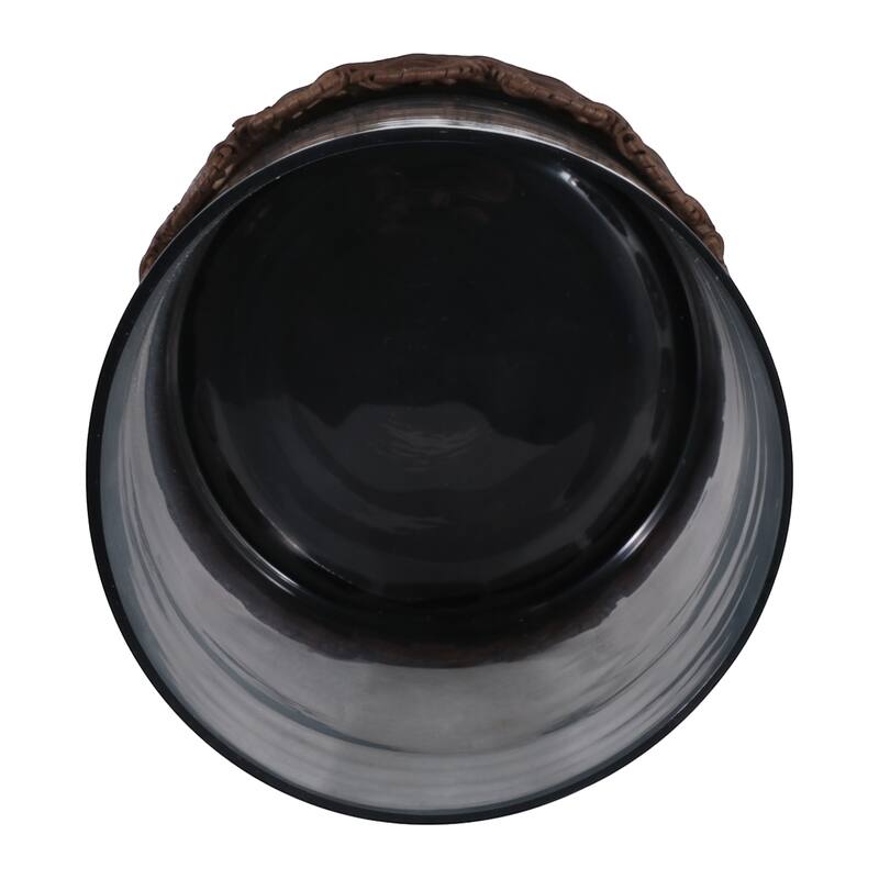 Candle Holder - Brown Glass Hurricane on Scallop Base