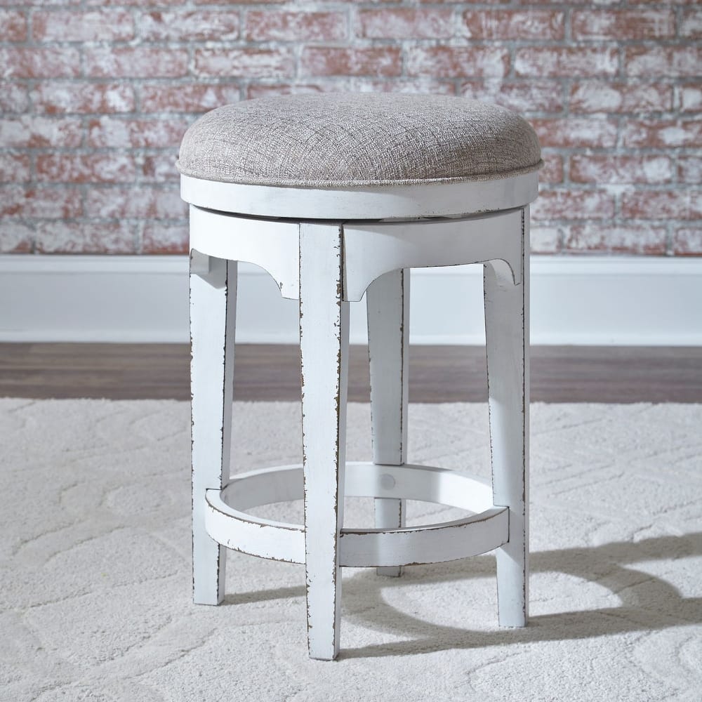 Magnolia Manor Antique White Console Swivel Stool