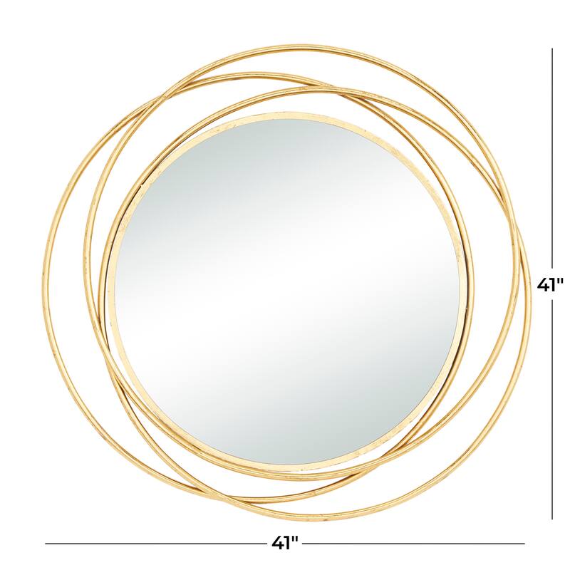 Stylish Metal Wall Mirror with Overlapping Circles and Foiled Finish - Gold or Gray