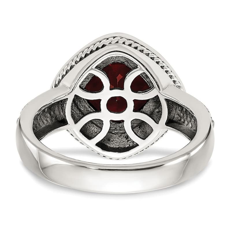 Curata 925 Sterling Silver Bezel Polished With 14k Garnet Ring