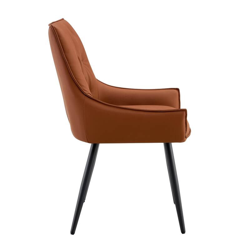 Dining Chairs Set of 2, Faux Leather Dining Room Chair, Metal Kitchen Chairs with Mesh Texture and Sanded Legs