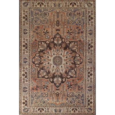 Bakhtiari Persian Vintage Rug Handmade Wool Carpet - 6'9"x 10'1"