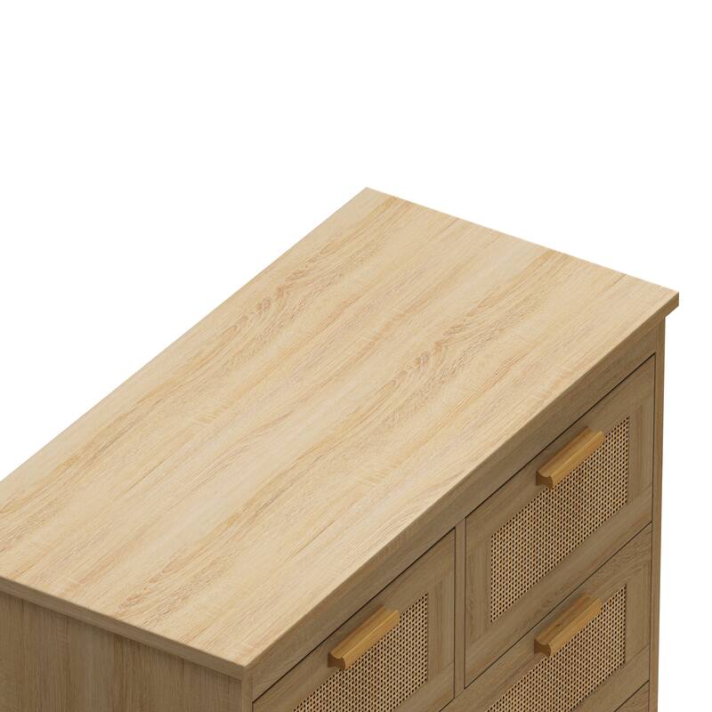 4 Drawers Rattan Sideboard,Easy Assembly