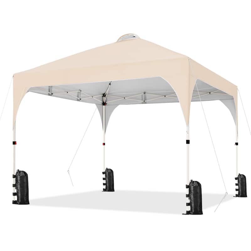 Yaheetech 10x10ft Outdoor Pop-Up Canopy Tent with Stakes Sandbags