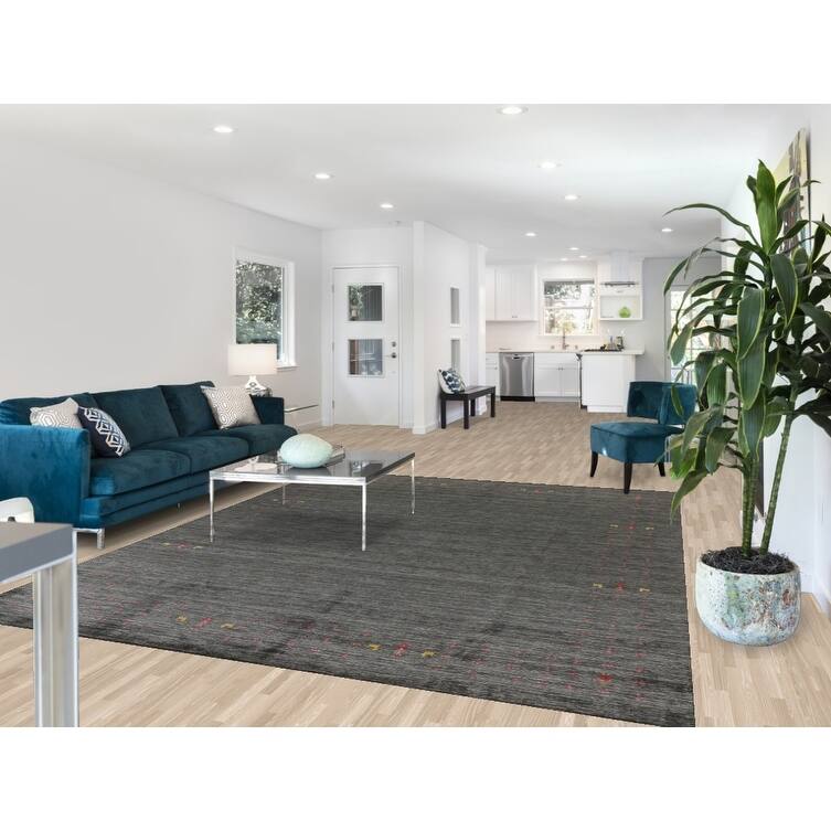 Gabbeh Indian Area Rug Hand-Knotted Wool Carpet - 7'11"x 9'10"