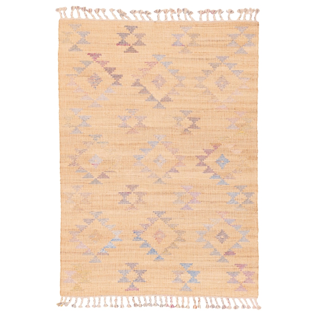 ECARPETGALLERY Flat-Weave Palas Denizli Tan Jute Kilim - 5'4 x 7'6