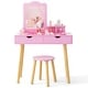 preview thumbnail 11 of 10, Costway Kid Vanity Table Chair Set with Mirror Large Storage Drawers - See Details