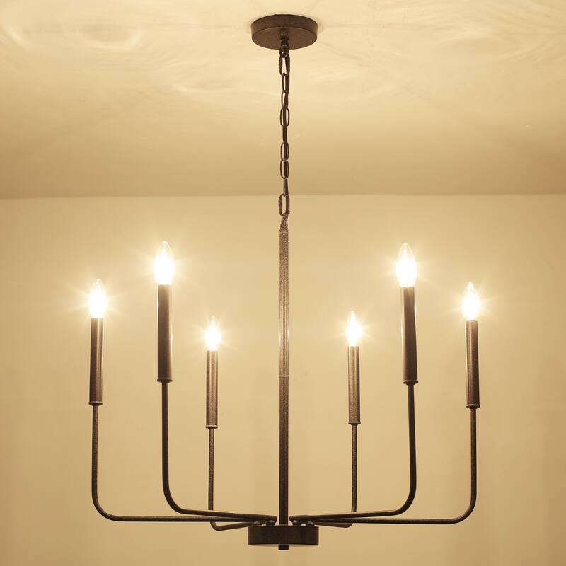 6-Light W26.18" x H66.92" Candle Chandelier for Living Room Kitchen Island