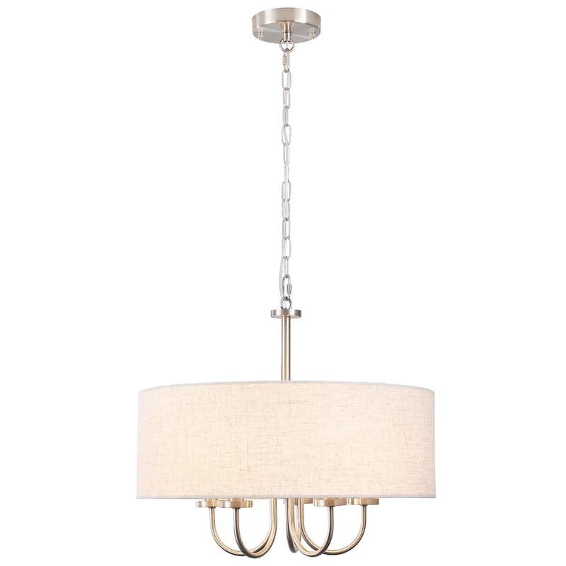 5-Light Modern Candlestick Hanging Linear Chandelier Lighting Fixture for Kitchen Island - Nickel