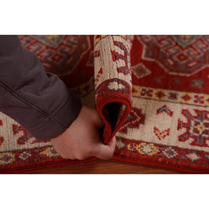 Red Kazak Oriental Foyer Rug Hand-Knotted Wool Carpet - 2'0"x 3'0"